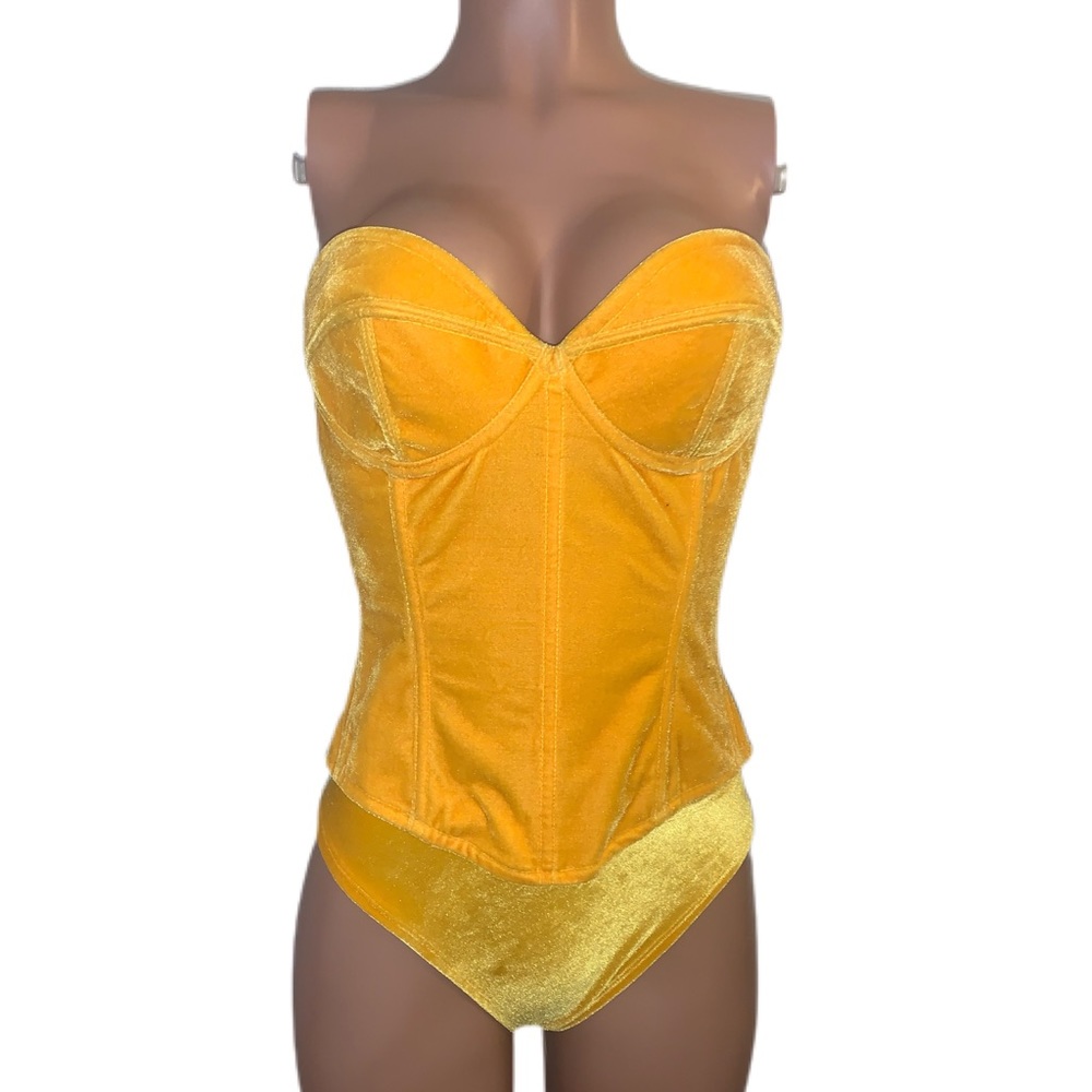 Sexy Yellow playboy bunny trashy lingerie costume